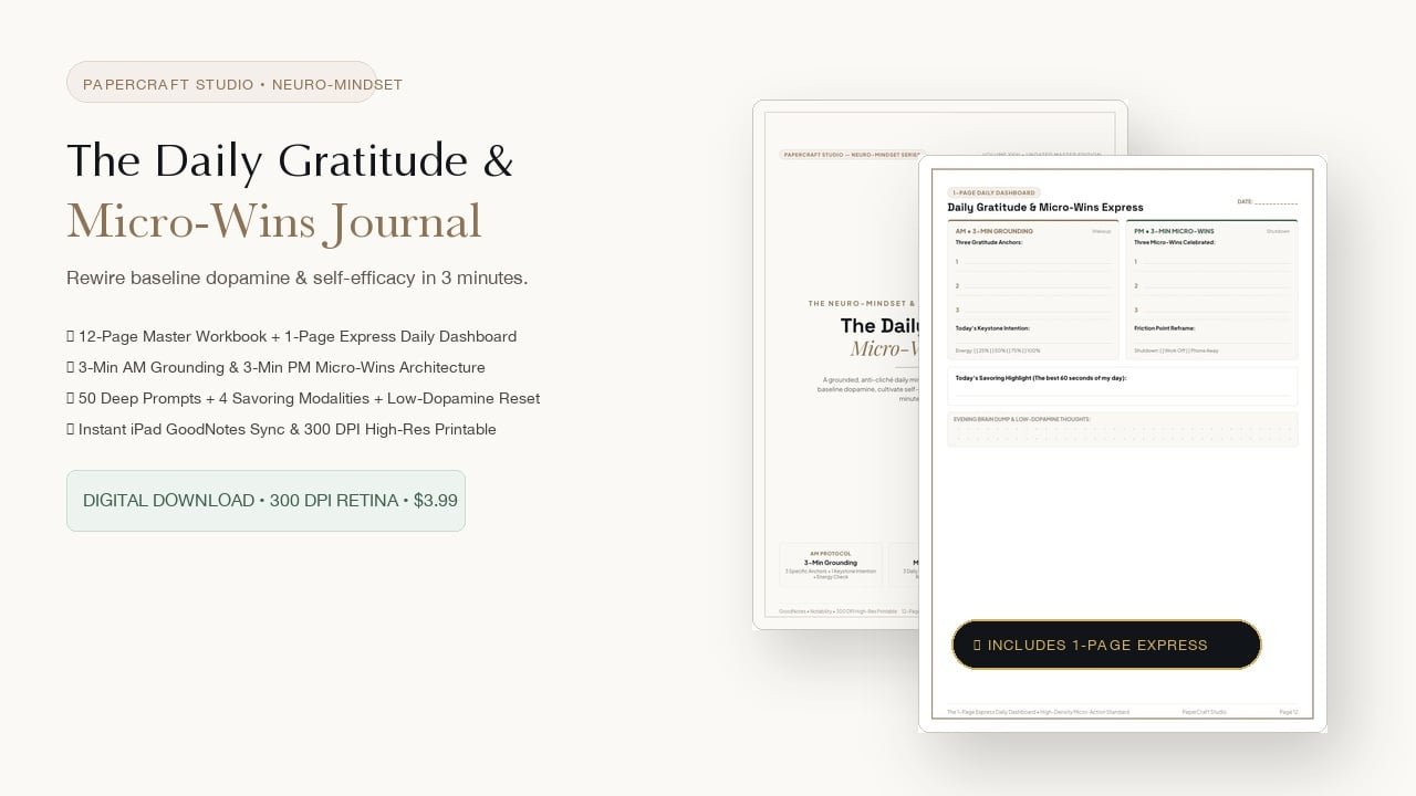 The Daily Gratitude & Micro-Wins Journal [Neuro-Mindset Architecture]