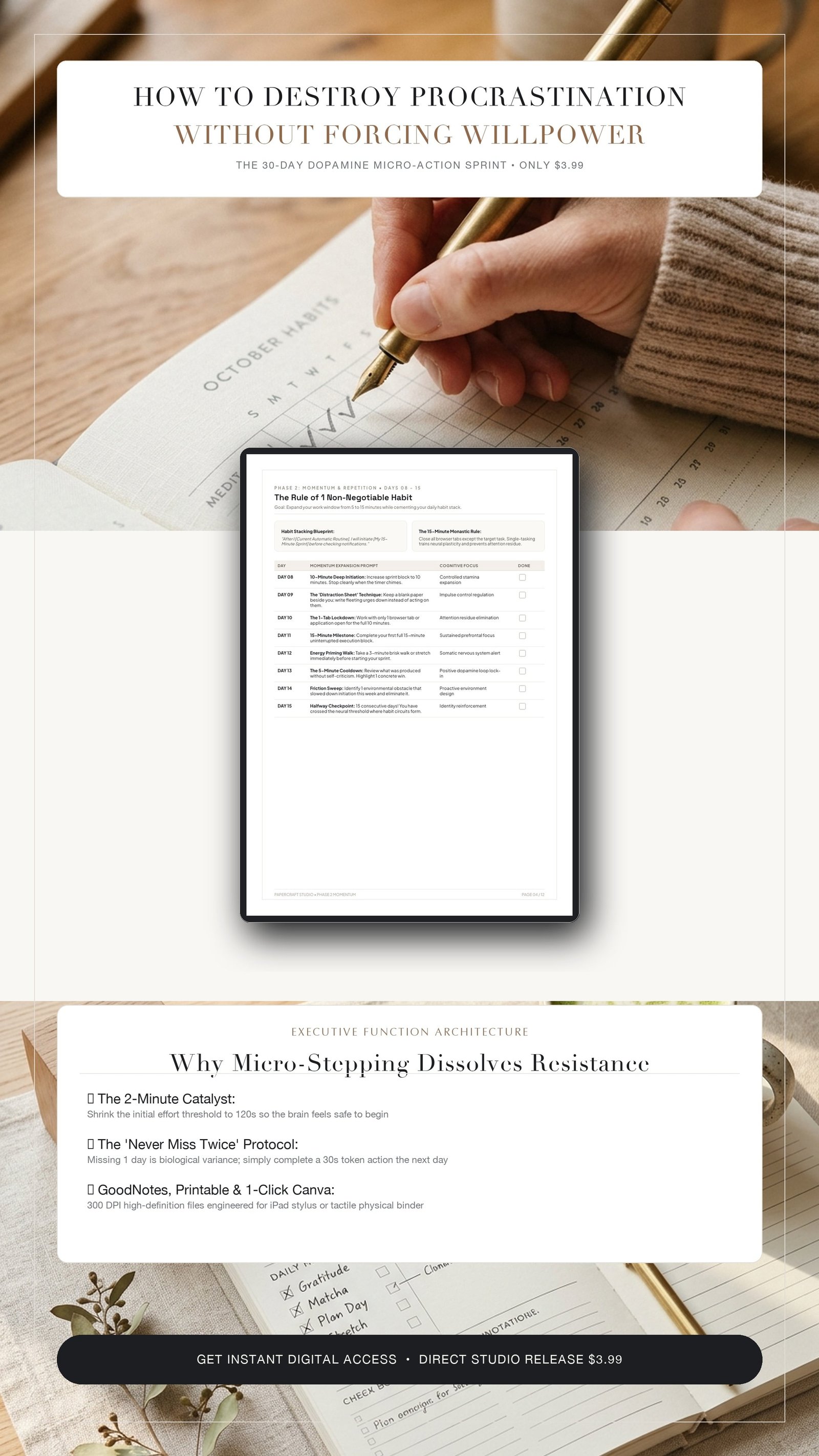 The 30-Day Anti-Procrastination & Habit Sprint [Dopamine Micro-Action System]