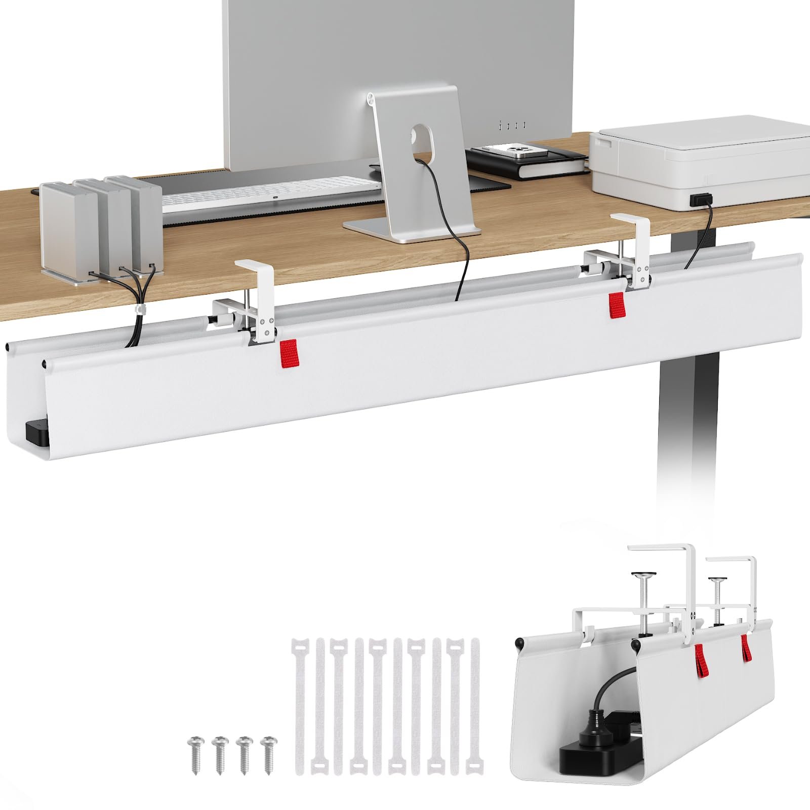 No-Drill Steel Clamp Under-Desk Raceway